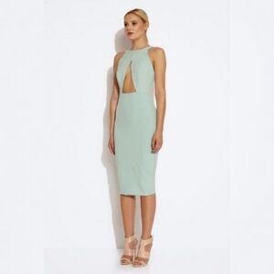 AQ/AQ Killer Knee Length Cut Out Dress Egg Green